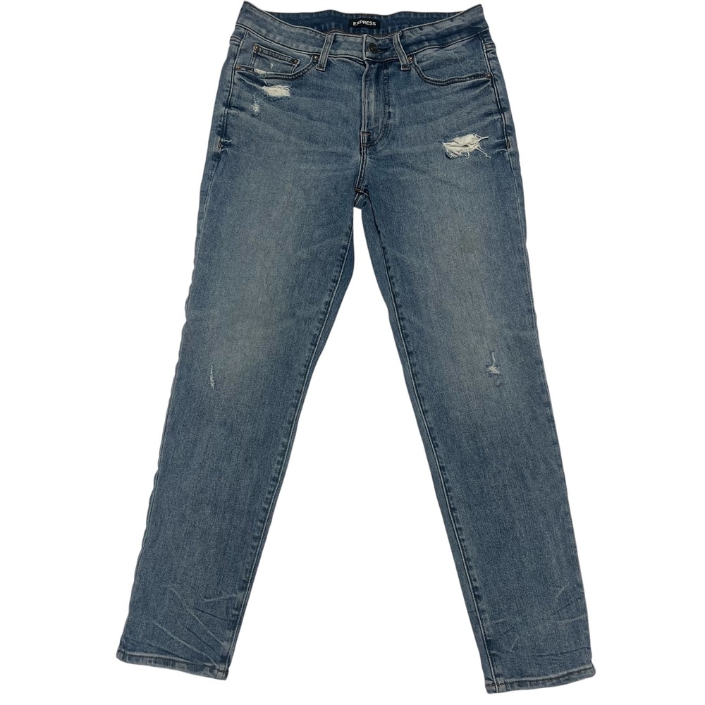 Express Mens Skinny Distressed Medium Wash Blue Denim Jeans 30x32